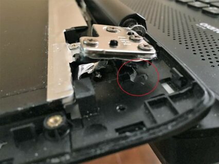 Broken laptop hinge - plastic bottom case